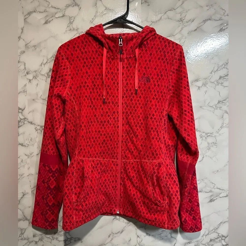 The North Face Jacket Womens M Full Zip Long Sleeve Outdoors Hooded Red